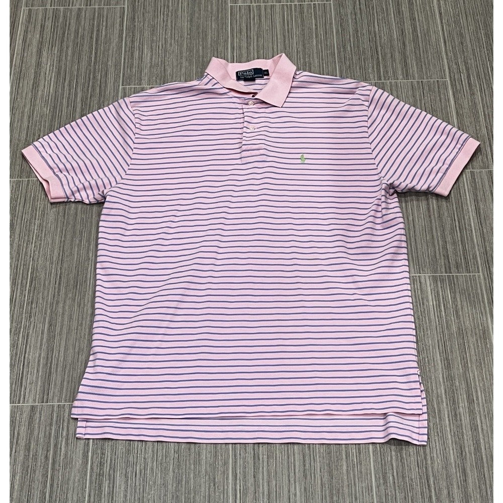 Ralph Lauren Mens Pink Blue Polo Shirt Green Pony Logo Americana Ivy league Y2K‎